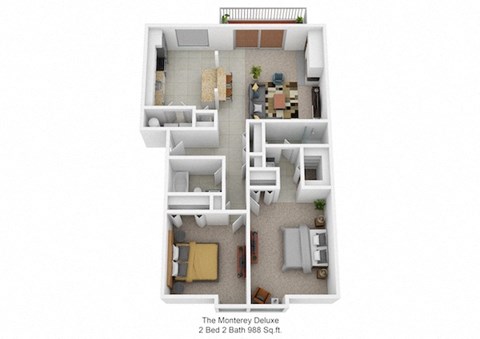 2 bedroom 2 bathroom floor plan at Harpers Point Apartments, Cincinnati, OH